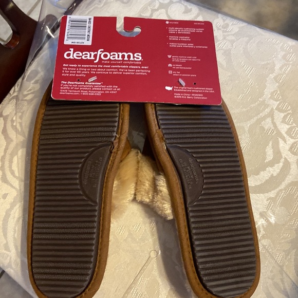 Dearfoams slip on furry chestnut medium slippers size 7-8 - Picture 7 of 12